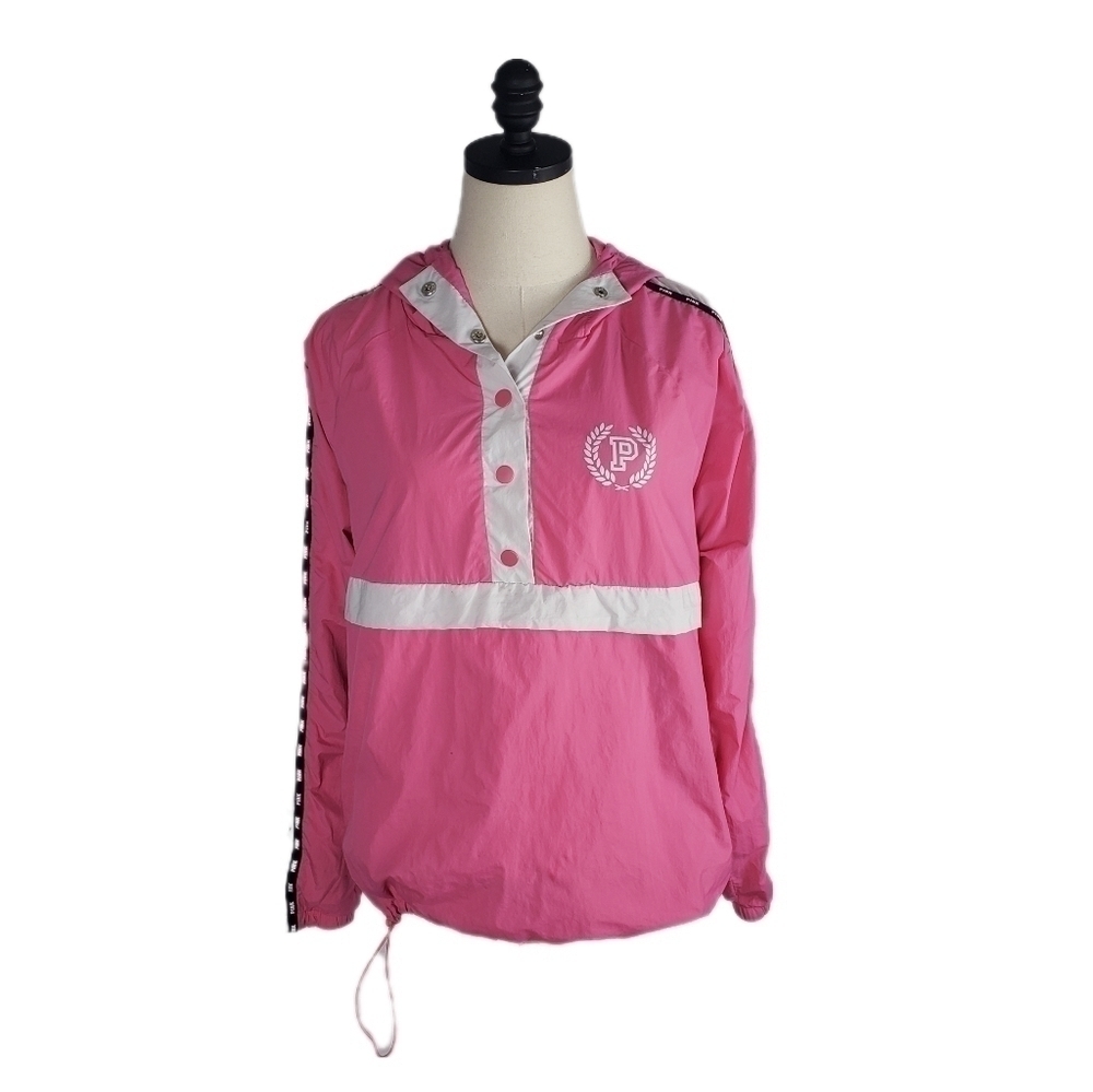 Victoria's Secret Pink Vtg Half Snap Hoodie/Windbreaker Branded Size Xs